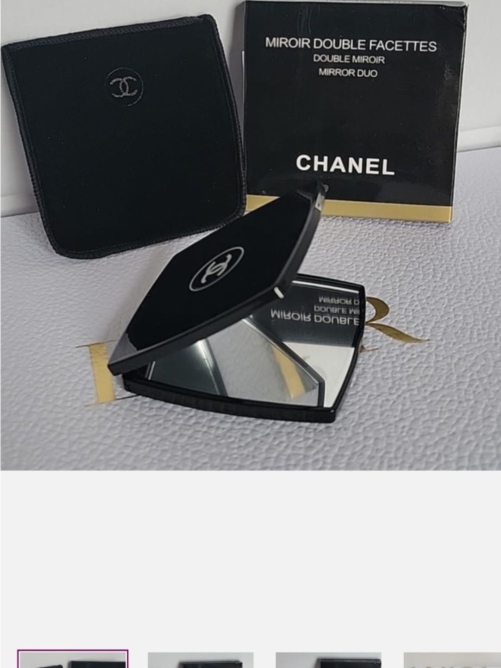 CHANEL Black Double Mirror Compact with Velvet Pouch - Picture 3 of 4